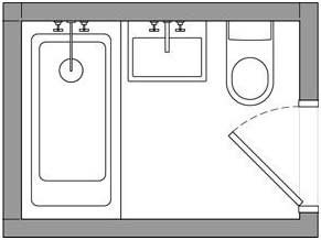 Схема комнаты с сантехникой и мебелью